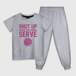 Пижама хлопковая детская Shut Up And Serve, цвет: меланж