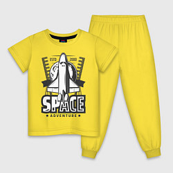 Пижама хлопковая детская Космический корабль, цвет: желтый