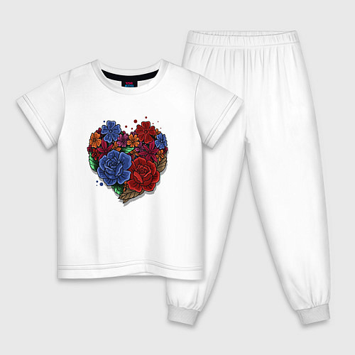 Детская пижама Цветочное сердце / Белый – фото 1