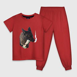 Пижама хлопковая детская Горячее дыхание зверя, цвет: красный