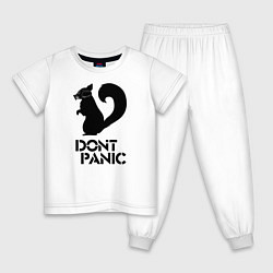 Пижама хлопковая детская Dont panic black, цвет: белый