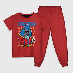 Пижама хлопковая детская Обезьяна в куртке, цвет: красный