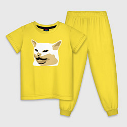 Пижама хлопковая детская Кот Смадж Мем, цвет: желтый
