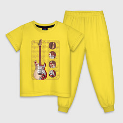Пижама хлопковая детская Рок Гитара, цвет: желтый