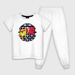 Пижама хлопковая детская Pac-Man, цвет: белый