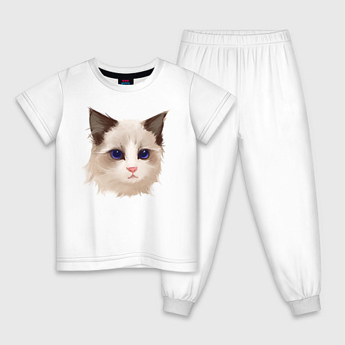 Детская пижама Хмурый кот / Белый – фото 1
