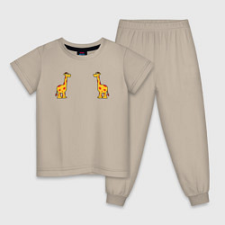 Пижама хлопковая детская Жираф, цвет: миндальный