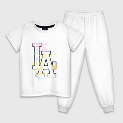 Пижама хлопковая детская LA Sticker, цвет: белый