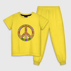 Пижама хлопковая детская Peace and flowers, цвет: желтый