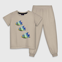 Пижама хлопковая детская Рыба, цвет: миндальный