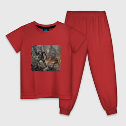 Пижама хлопковая детская GEARS OF WAR ПОСТЕР спина Z, цвет: красный