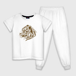 Пижама хлопковая детская Retro Tiger, цвет: белый