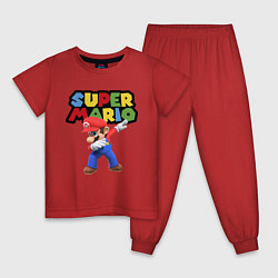 Пижама хлопковая детская Super Mario Dab, цвет: красный