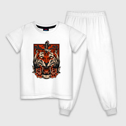 Пижама хлопковая детская Red Tiger, цвет: белый