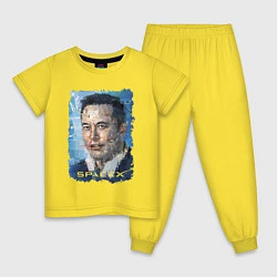 Пижама хлопковая детская Elon Musk, Space X, цвет: желтый