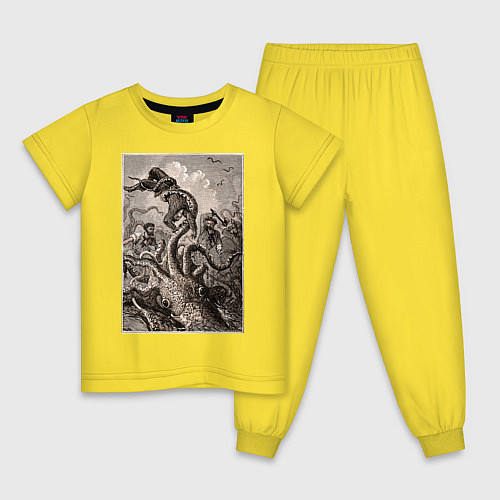 Детская пижама Кракен морское чудовище / Желтый – фото 1