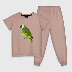 Пижама хлопковая детская Попугайчик, цвет: пыльно-розовый