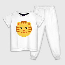 Пижама хлопковая детская Sunny Tiger, цвет: белый
