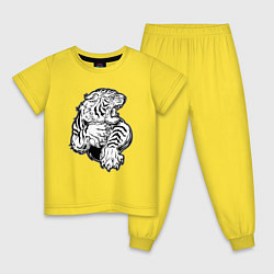 Пижама хлопковая детская Белый Тигр, цвет: желтый