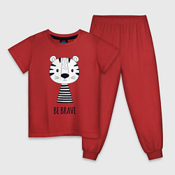 Пижама хлопковая детская Будь Храбрым, цвет: красный
