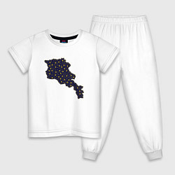 Пижама хлопковая детская Space Armenia, цвет: белый