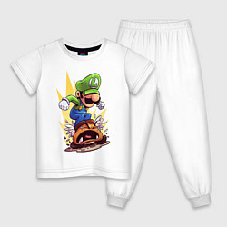 Пижама хлопковая детская Angry Luigi, цвет: белый