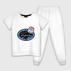 Пижама хлопковая детская SPACE X, цвет: белый