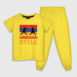 Пижама хлопковая детская Армянский стиль, цвет: желтый
