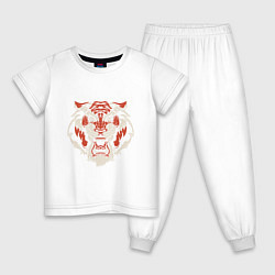 Пижама хлопковая детская Tiger - Head, цвет: белый