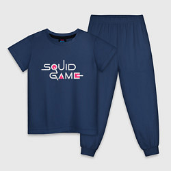 Пижама хлопковая детская Squid Game name, цвет: тёмно-синий