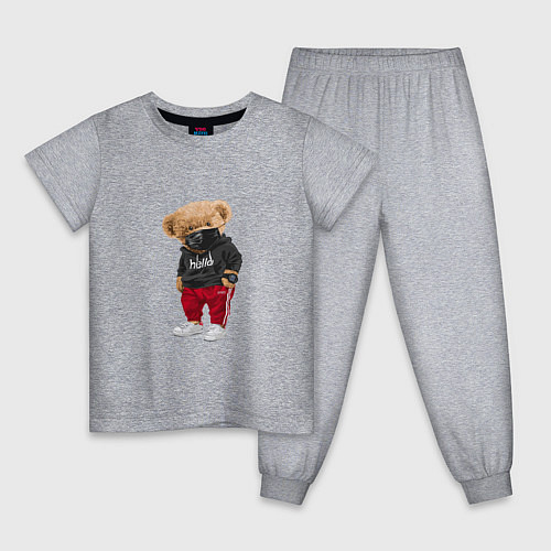 Детская пижама Крутой медвежонок в спортивках / Меланж – фото 1