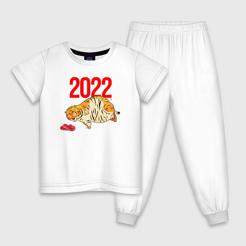 Детская пижама Ленивый толстый тигр 2022 / Белый – фото 1