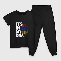 Пижама хлопковая детская ДНК - Армения, цвет: черный