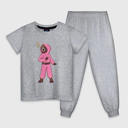 Пижама хлопковая детская Игра в кальмара: удивление, цвет: меланж