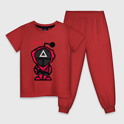 Пижама хлопковая детская Игра в кальмара - с автоматом, цвет: красный