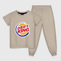 Пижама хлопковая детская Drift король, цвет: миндальный