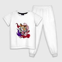 Пижама хлопковая детская Тигриный стиль, цвет: белый