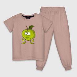 Пижама хлопковая детская Злое яблоко, цвет: пыльно-розовый