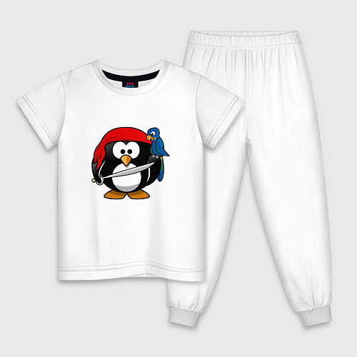 Детская пижама Пингвин пират / Белый – фото 1