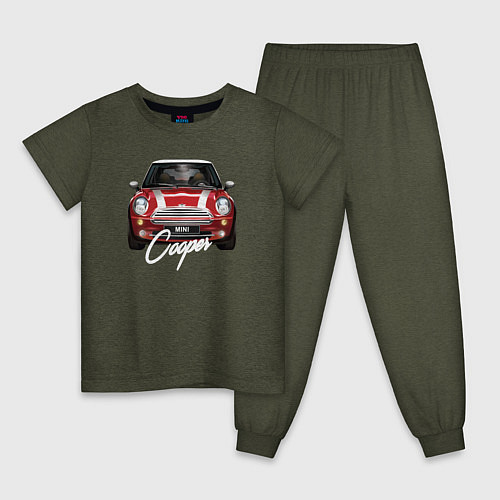 Детская пижама Авто Mini Cooper / Меланж-хаки – фото 1