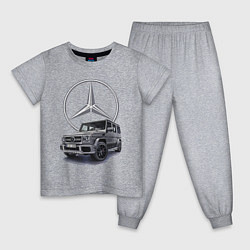 Пижама хлопковая детская Mercedes Gelendwagen G63 AMG G-class G400d цвета меланж — фото 1