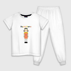 Пижама хлопковая детская Squid Game - Doll, цвет: белый