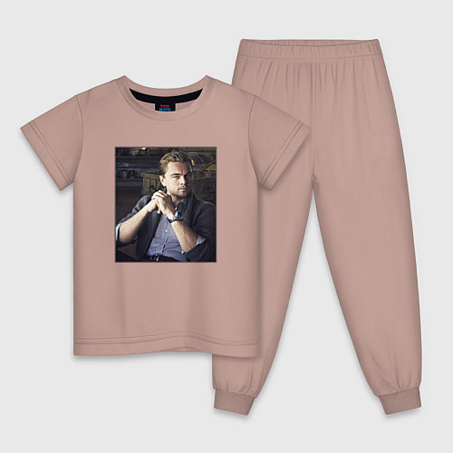 Детская пижама Леонардо Ди Каприо, фотопортрет / Пыльно-розовый – фото 1