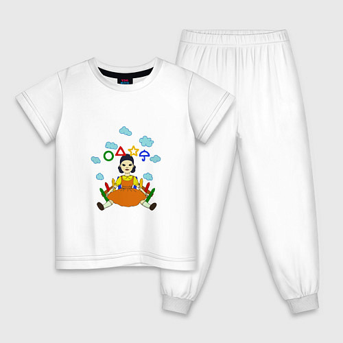 Детская пижама Игра в кальмара: Кукла / Белый – фото 1