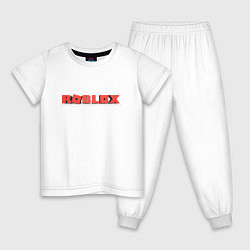 Пижама хлопковая детская Roblox logo red роблокс логотип красный, цвет: белый