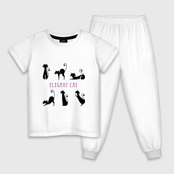 Пижама хлопковая детская Элегантные коты, цвет: белый