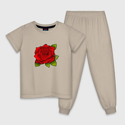 Детская пижама Красная роза Рисунок