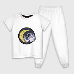 Пижама хлопковая детская Лунный астронавт, цвет: белый