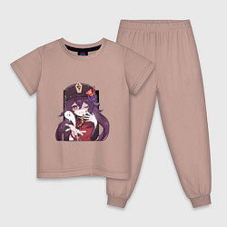 Пижама хлопковая детская Шалость Ху Тао, цвет: пыльно-розовый