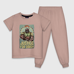Пижама хлопковая детская JUSTICE FOR DAISY DOOM, цвет: пыльно-розовый